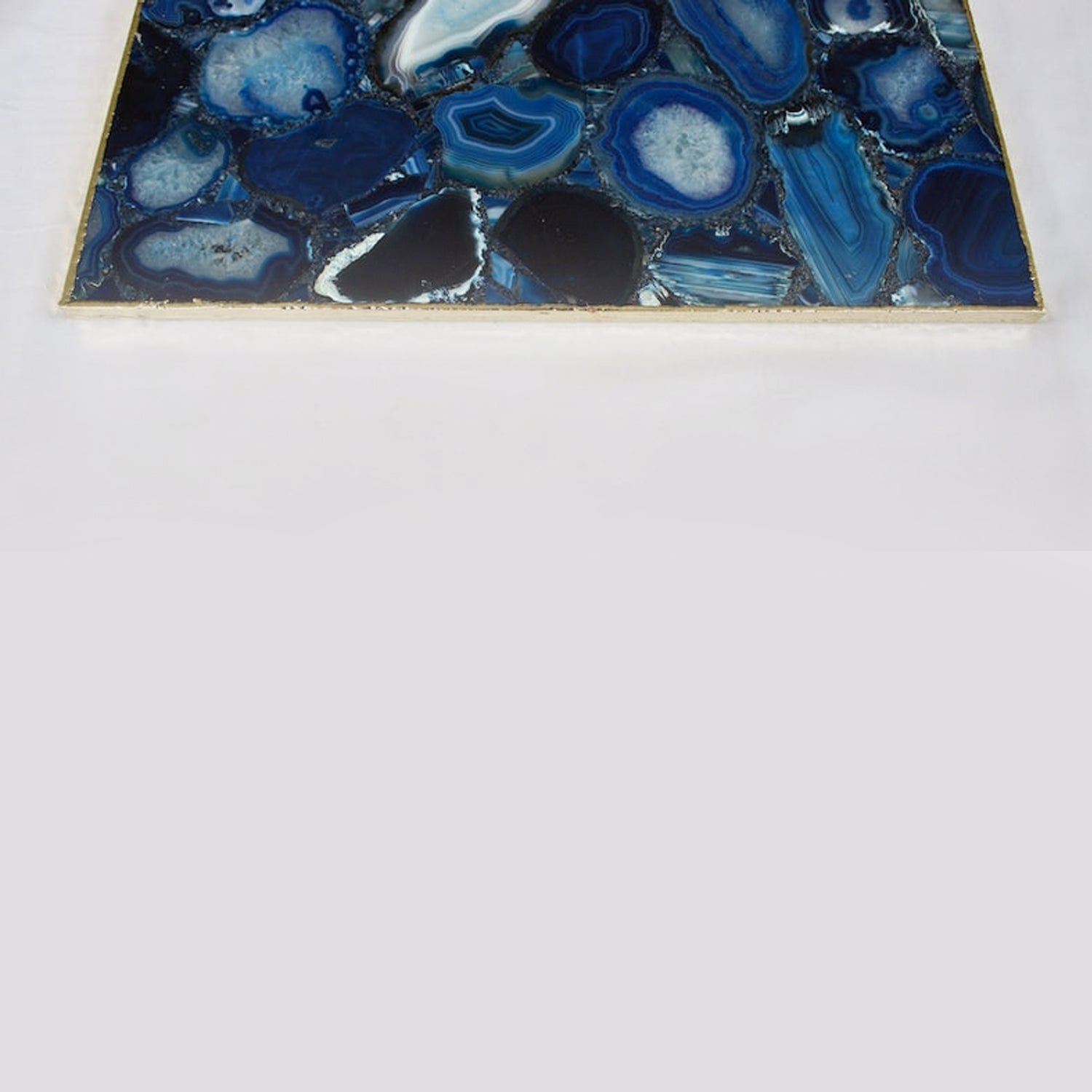 Blue Agate Square Serving Tray With Brass Handles | Square-4